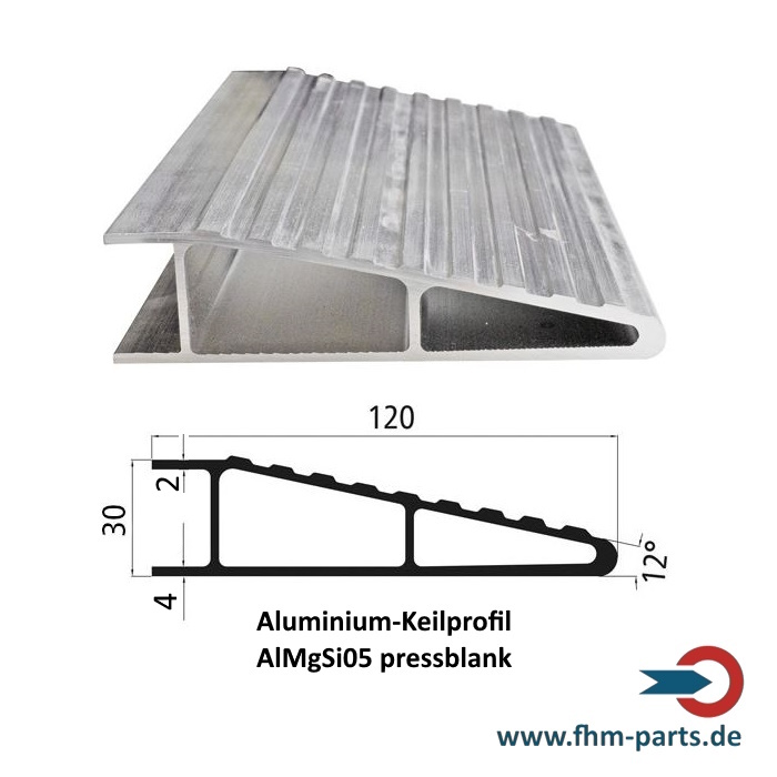 Alu Rampenprofil Keilprofil AlMgSi05 pressblank Fudickar 30192